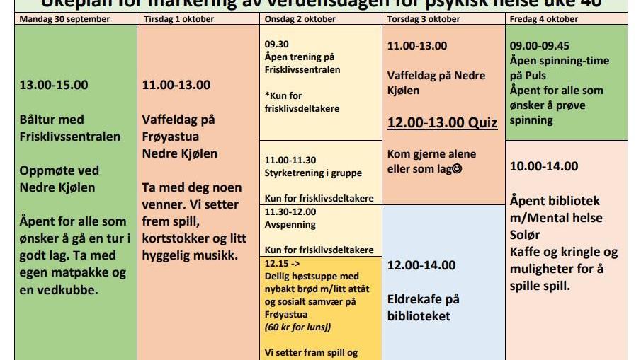 Lenke til artikkel: Verdensdagen for psykisk helse markeres i uke 40