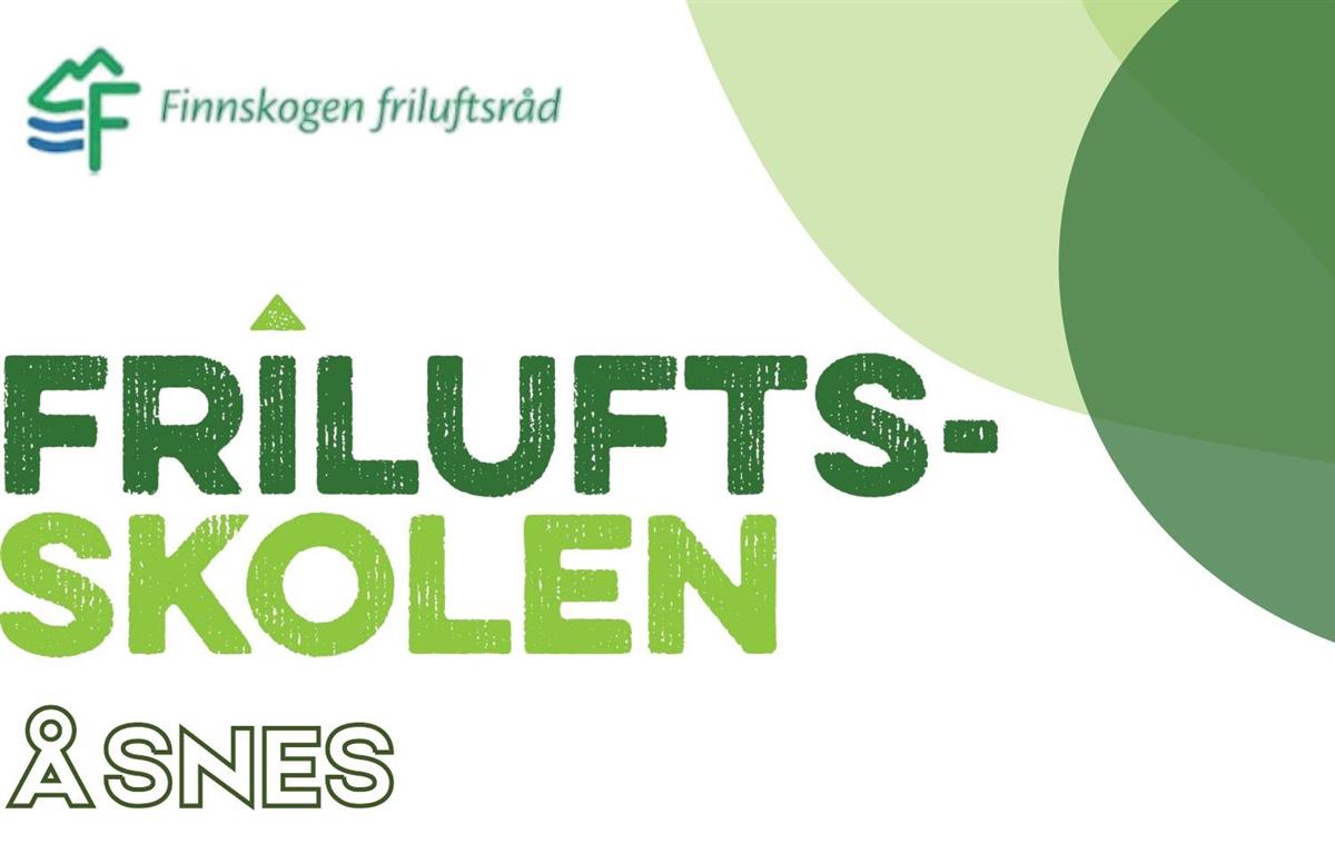 Tekst i bilde bestående av "Finnskogen friluftsråd og "Friluftskolen Åsnes" - Klikk for stort bilde