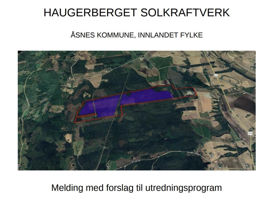 Kartutsnitt over Haugerberget solkraftverk - Klikk for stort bilde