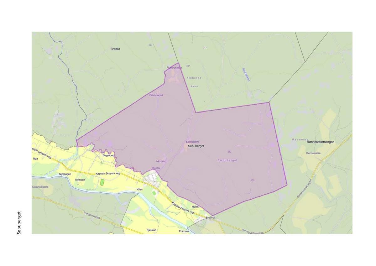 Kart over jaktområde Sebuberget - Klikk for stort bilde